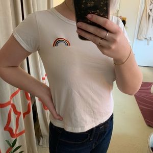 NWOT Babydoll Rainbow Stitched T-shirt